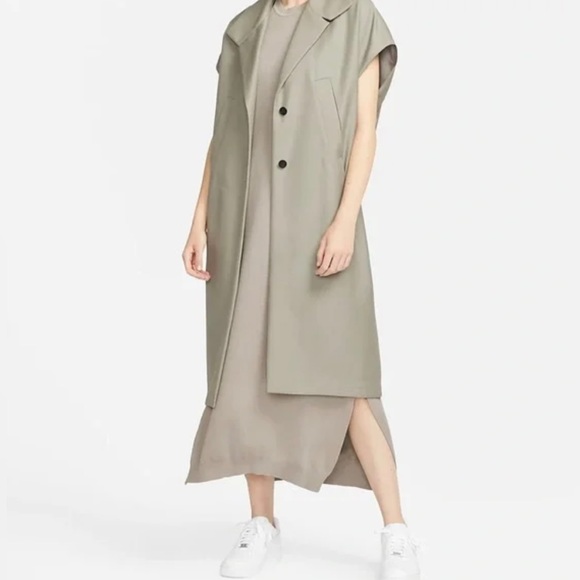 NWT Nike ESC Every Stitch Considered Silk Blend Knit Maxi Dress in Stone - Picture 5 of 6